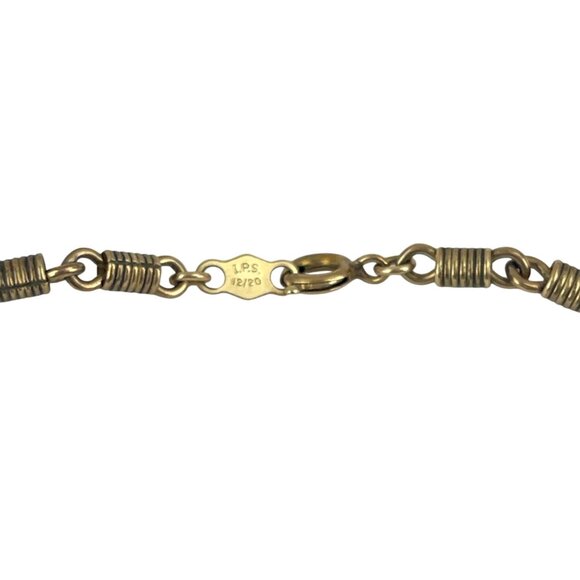 Vintage I.P.S. 12/20 Gold Filled Necklace With Barrel Links 15" - Picture 1 of 6